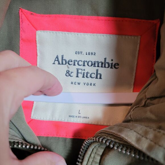 Abercrombie & Fitch Y2K Long Utility Jacket Women's Large Army Green Vintage - Picture 9 of 14